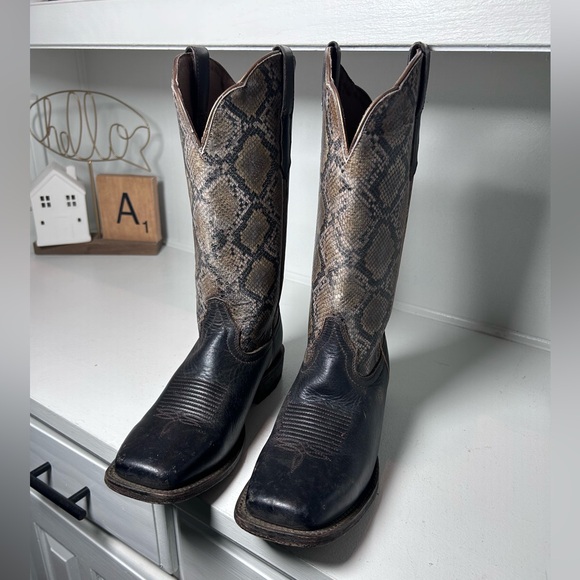 Ariat Exotic Print Cowboy Boots Women’s 10B Snakeskin Look Western Leather - Picture 3 of 8